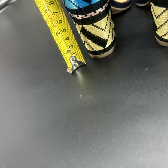 New Crown Vintage Cadence Womens 8M Aztec Navy Block Heel Open Toe Braid Sandal - Picture 2 of 10